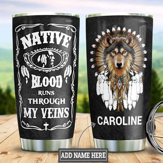 Native Wolf Personalized Stainless Steel Tumbler 20Oz - Thegiftio UK