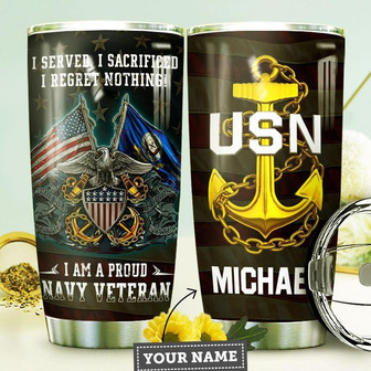 Navy Personalized Stainless Steel Tumbler 20Oz - Thegiftio UK