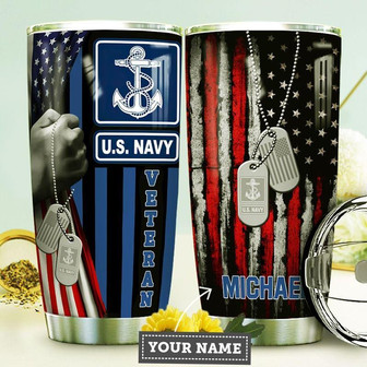 Navy Personalized Stainless Steel Tumbler 20Oz - Thegiftio UK