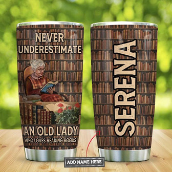 An Old Lady Loves Book Personalized Stainless Steel Tumbler 20Oz - Thegiftio UK