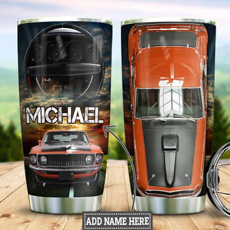 Orange Car Personalized Stainless Steel Tumbler 20Oz - Thegiftio UK