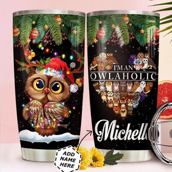 Owl Christmas Personalized Stainless Steel Tumbler 20Oz - Thegiftio UK