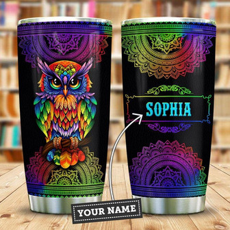 Owl Mandala Personalized Stainless Steel Tumbler 20Oz - Thegiftio UK