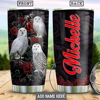 Owl Rose Personalized Stainless Steel Tumbler 20Oz - Thegiftio UK