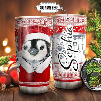 Penguin Christmas Personalized Stainless Steel Tumbler 20Oz - Thegiftio UK