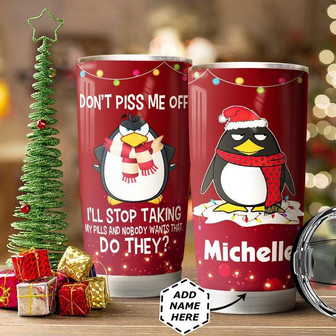 Penguin Christmas Personalized Stainless Steel Tumbler 20Oz - Thegiftio UK