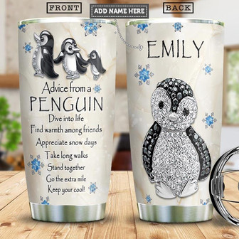 Penguin Jewelry Style Personalized Stainless Steel Tumbler 20Oz - Thegiftio UK