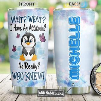 Penguin Personalized Personalized Stainless Steel Tumbler 20Oz - Thegiftio