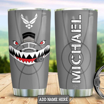 Personalized Air Force Face Shark Plane Stainless Steel Tumbler 20Oz - Thegiftio