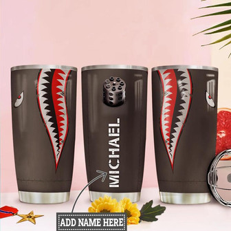 Personalized Air Force Shark Plane Stainless Steel Tumbler 20Oz - Thegiftio