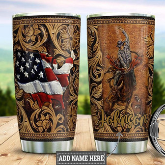 Personalized American Bull Riding Stainless Steel Tumbler 20Oz - Thegiftio UK