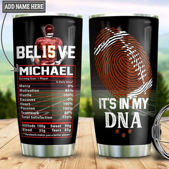 Personalized American Football Believe Stainless Steel Tumbler 20Oz - Thegiftio UK