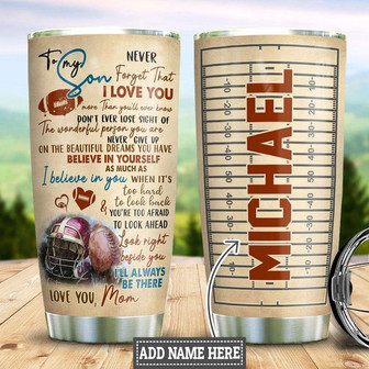 Personalized American Football To My Son Stainless Steel Tumbler 20Oz - Thegiftio UK