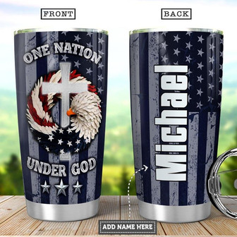 Personalized American One Nation Under God Stainless Steel Tumbler 20Oz - Thegiftio UK