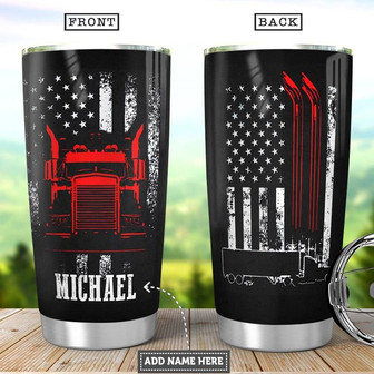 Personalized American Trucker Stainless Steel Tumbler 20Oz - Thegiftio UK