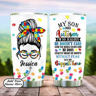 Personalized Autism Mom Stainless Steel Tumbler 20Oz - Thegiftio