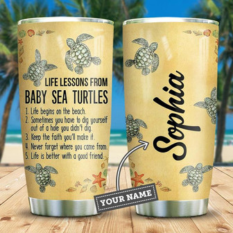Personalized Baby Sea Turtle Lessons Stainless Steel Tumbler 20Oz - Thegiftio UK