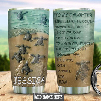 Personalized Baby Turtle Mom To Daughter Stainless Steel Tumbler 20Oz - Thegiftio UK