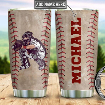 Personalized Baseball Catcher Stainless Steel Tumbler 20Oz - Thegiftio UK
