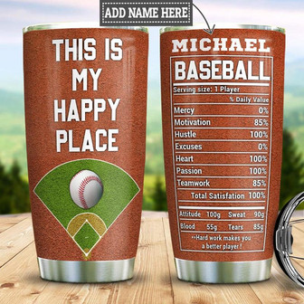 Personalized Baseball Happy Place Facts Stainless Steel Tumbler 20Oz - Thegiftio UK