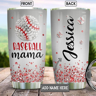 Personalized Baseball Mom Jewelry Style Stainless Steel Tumbler 20Oz - Thegiftio UK