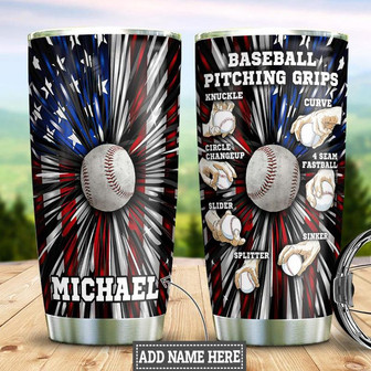 Personalized Baseball Pitching Grips Stainless Steel Tumbler 20Oz - Thegiftio UK