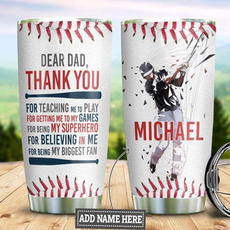 Personalized Baseball Son To Dad Stainless Steel Tumbler 20Oz - Thegiftio UK