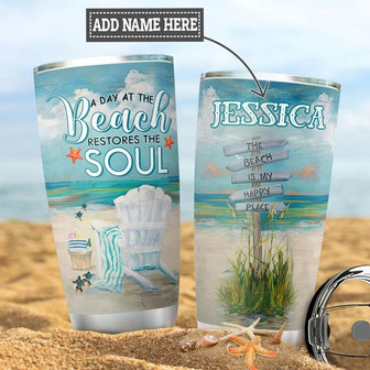 Personalized Beach Soul Stainless Steel Tumbler 20Oz - Thegiftio UK