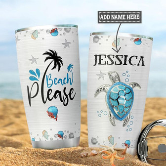 Personalized Beach Turtle Stainless Steel Tumbler 20Oz - Thegiftio UK
