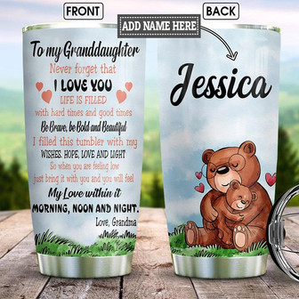 Personalized Bear Grandma To Granddaughter Stainless Steel Tumbler 20Oz - Thegiftio UK