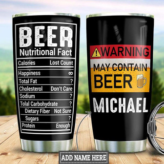 Personalized Beer Warning Facts Stainless Steel Tumbler 20Oz - Thegiftio UK