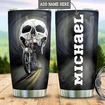Personalized Biker Skull Stainless Steel Tumbler 20Oz - Thegiftio UK