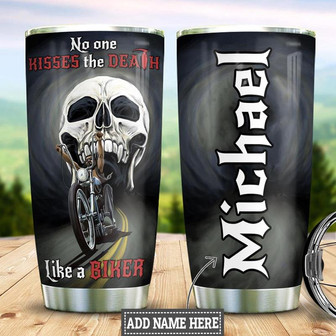 Personalized Biker Skull Stainless Steel Tumbler 20Oz - Thegiftio UK