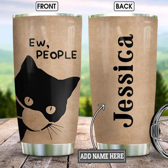 Personalized Black Cat Ew People Stainless Steel Tumbler 20Oz - Thegiftio