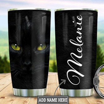 Personalized Black Cat Stainless Steel Tumbler 20Oz - Thegiftio