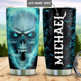 Personalized Blue Skull Stainless Steel Tumbler 20Oz - Thegiftio UK
