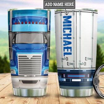 Personalized Blue Truck Stainless Steel Tumbler 20Oz - Thegiftio UK