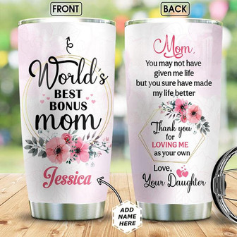 Personalized Bonus Mom Stainless Steel Tumbler 20Oz - Thegiftio UK
