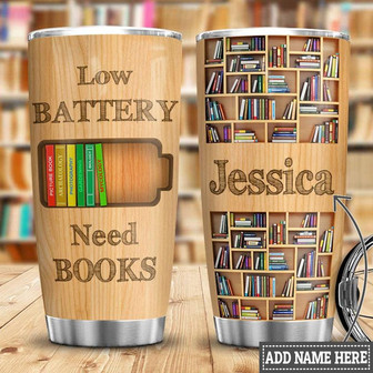 Personalized Book Lover Battery Stainless Steel Tumbler 20Oz - Thegiftio UK