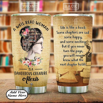 Personalized Bookaholi Woman Stainless Steel Tumbler 20Oz - Thegiftio UK