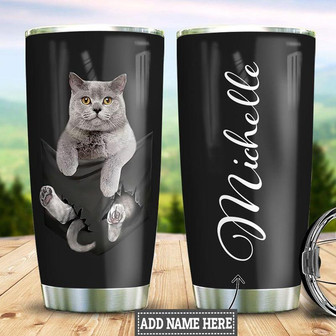 Personalized British Shorthair Cat Pocket Stainless Steel Tumbler 20Oz - Thegiftio