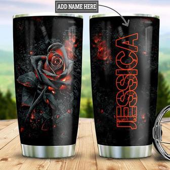 Personalized Burning Rose Stainless Steel Tumbler 20Oz - Thegiftio UK