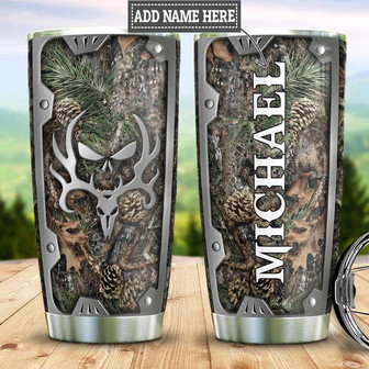 Personalized Camouflage Deer Skull Stainless Steel Tumbler 20Oz - Thegiftio UK