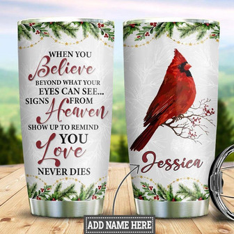 Personalized Cardinal Love Never Dies Stainless Steel Tumbler 20Oz - Thegiftio UK