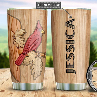 Personalized Cardinal Wood Style Stainless Steel Tumbler 20Oz - Thegiftio UK