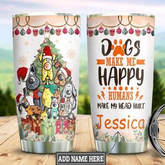 Personalized Christmas Dog Stainless Steel Tumbler 20Oz - Thegiftio UK