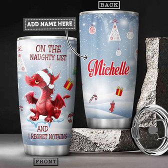 Personalized Christmas Naughty Dragon Stainless Steel Tumbler 20Oz - Thegiftio