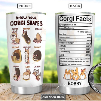 Personalized Corgi Shape Stainless Steel Tumbler 20Oz - Thegiftio UK