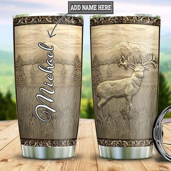 Personalized Deer Bronze Style Stainless Steel Tumbler 20Oz - Thegiftio