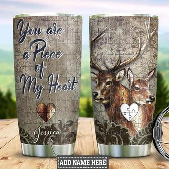 Personalized Deer Couple Puzzles Stainless Steel Tumbler 20Oz - Thegiftio UK
